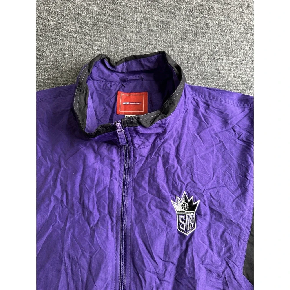Mens Reebok Sacramento Kings Full Zip Windbreaker Jacket Purple, Size 2XL